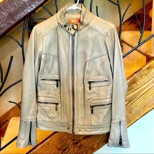 Michael Kors Leather Motorcycle Jacket Medium